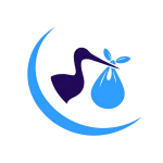 Curalini logo met ooievaar en baby