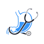 Curalini logo met stethoscoop en maag-darm symbool