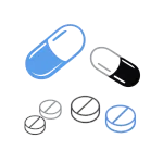 Curalini logo met pillen en capsule