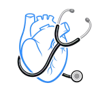 Curalini logo met stethoscoop en medisch hart