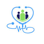 Curalini logo met hart, personen en stethoscoop